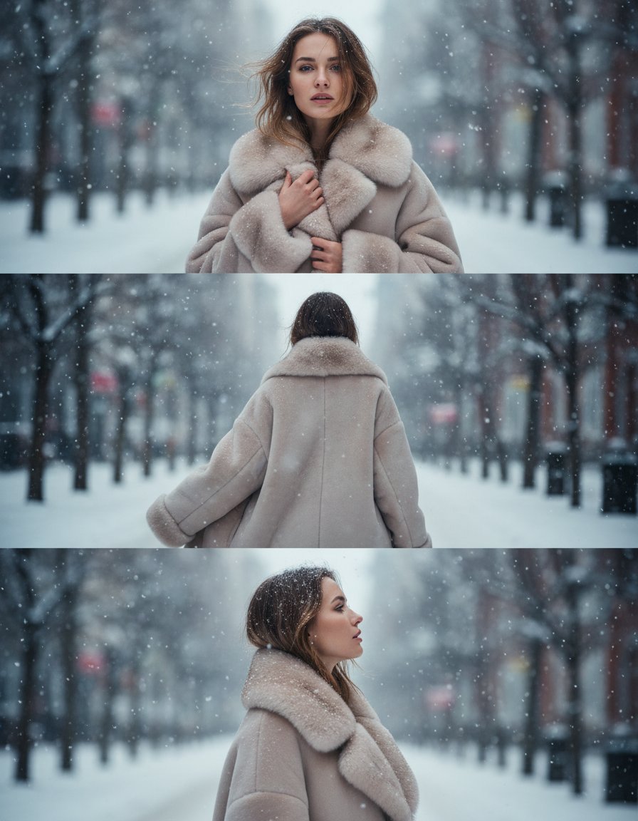 Зимняя серия фотографий (тройное фото)