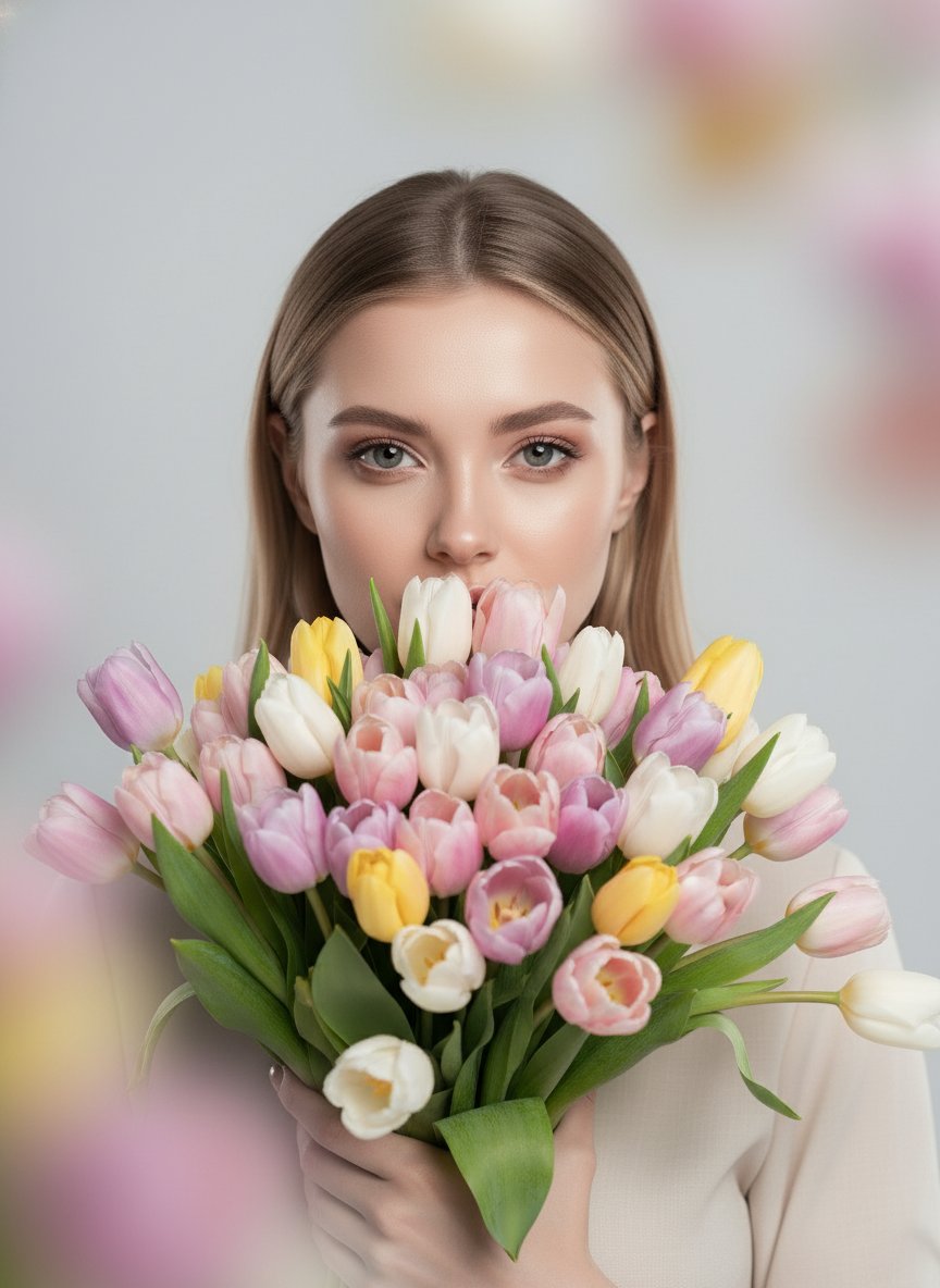Фотосессия с тюльпанами на 8 марта