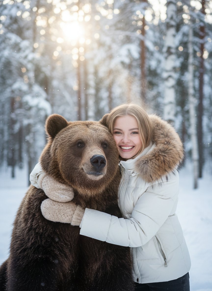 С медведем