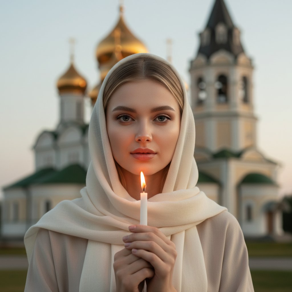 Духовный момент у храма