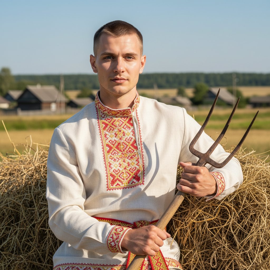 Крестьянин на телеге с сеном