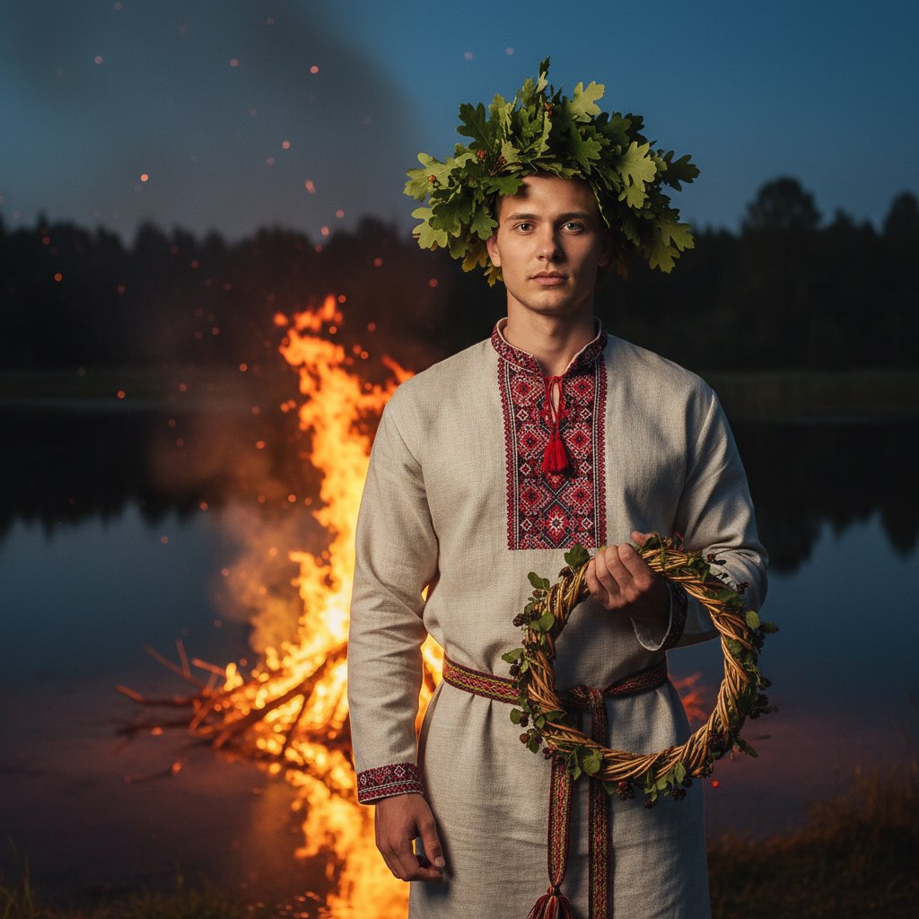 Славянский воин у костра