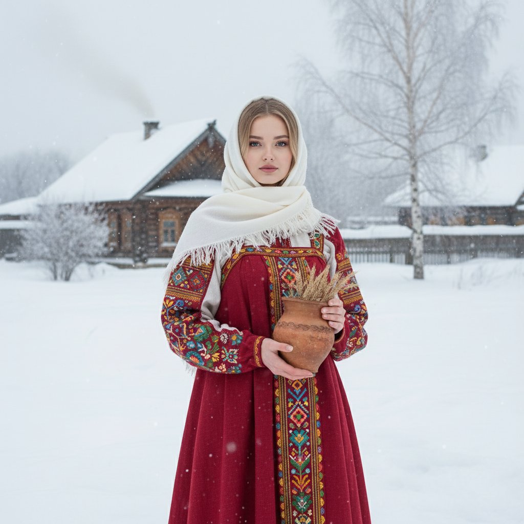 Зимний образ в сарафане