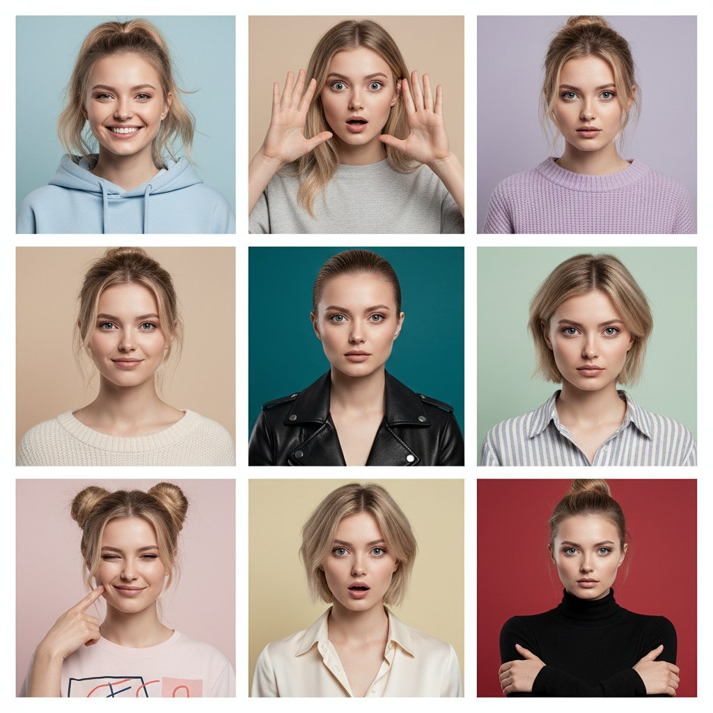 Коллаж эмоций — 9 портретов
