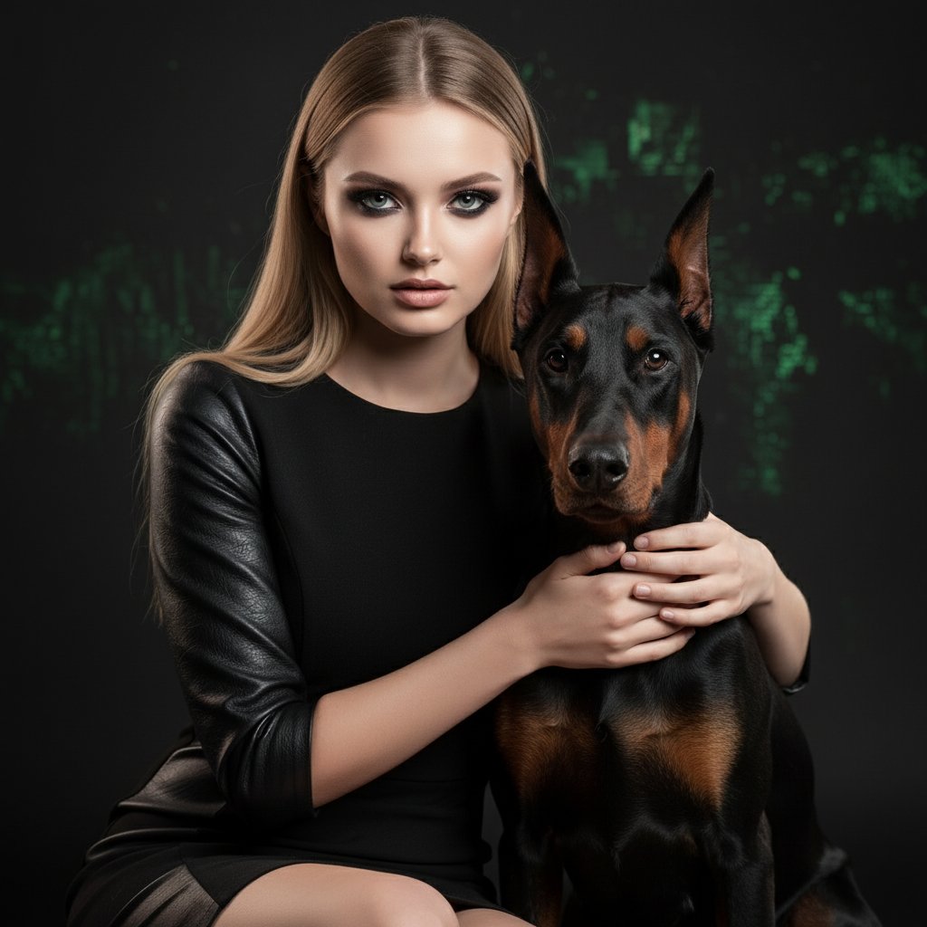 Элегантность и сила: женщина и доберман