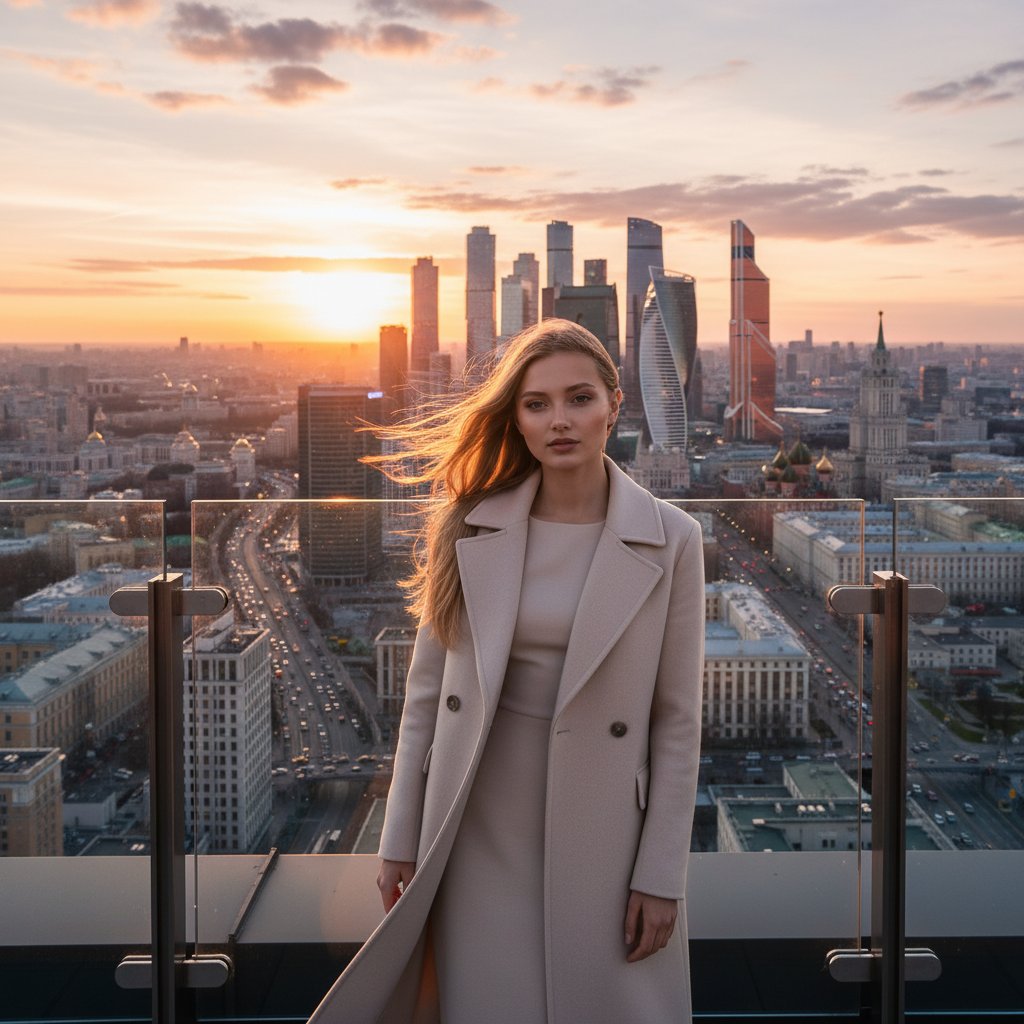 Девушка на крыше Москвы