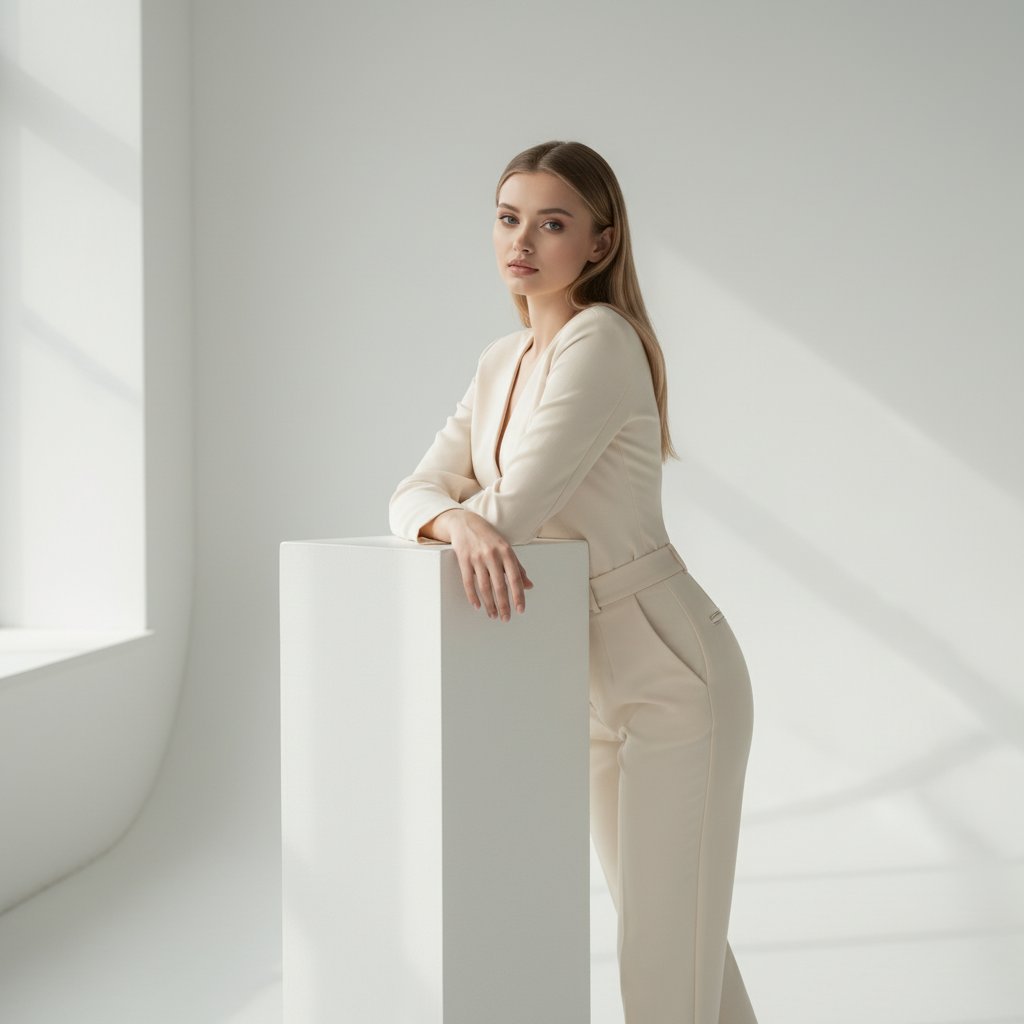 Женщина в белом деловом костюме