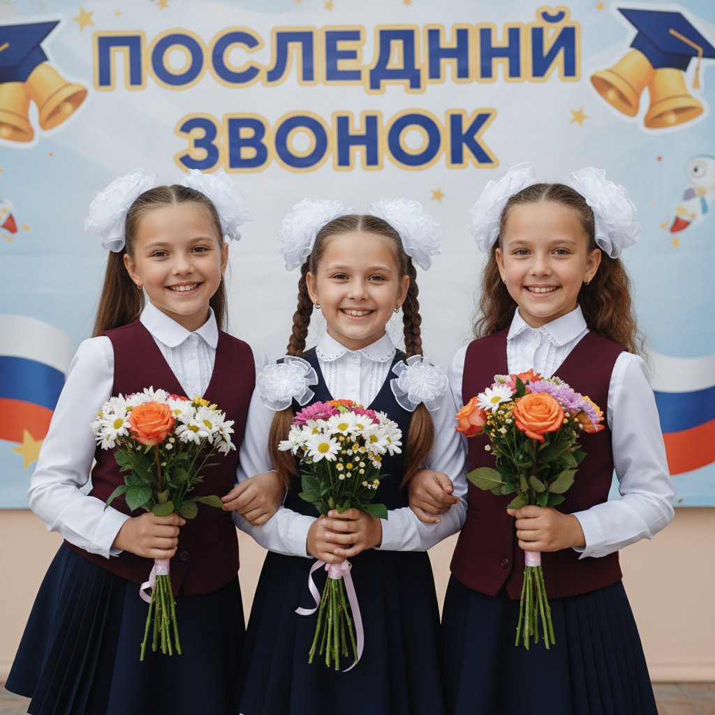 Подруги в школьной форме на Последнем звонке
