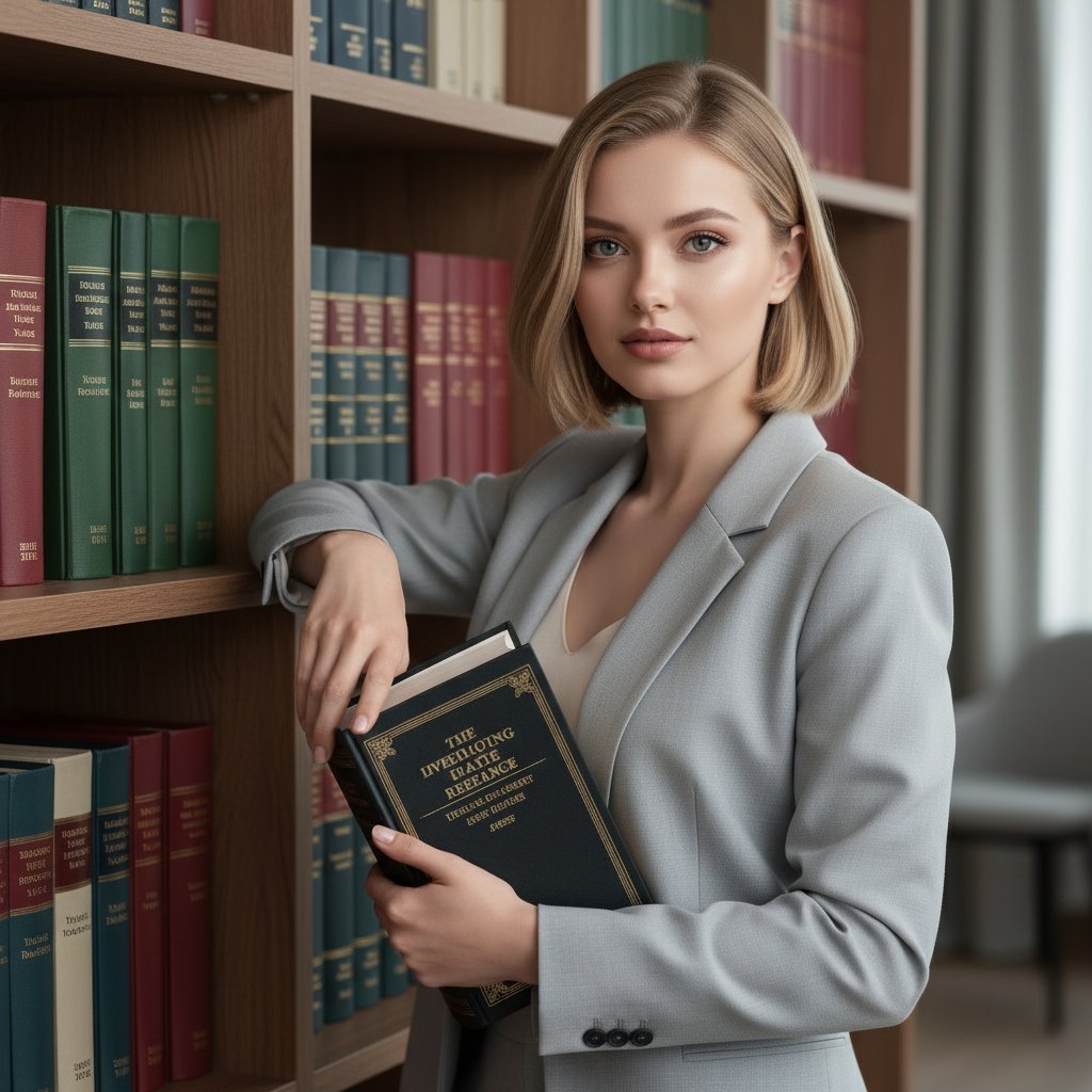 Юрист с книгой у шкафа