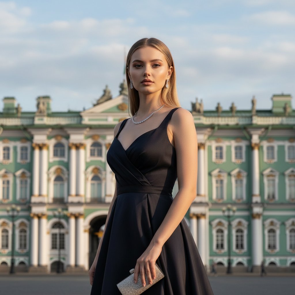 Элегантная дама у Эрмитажа