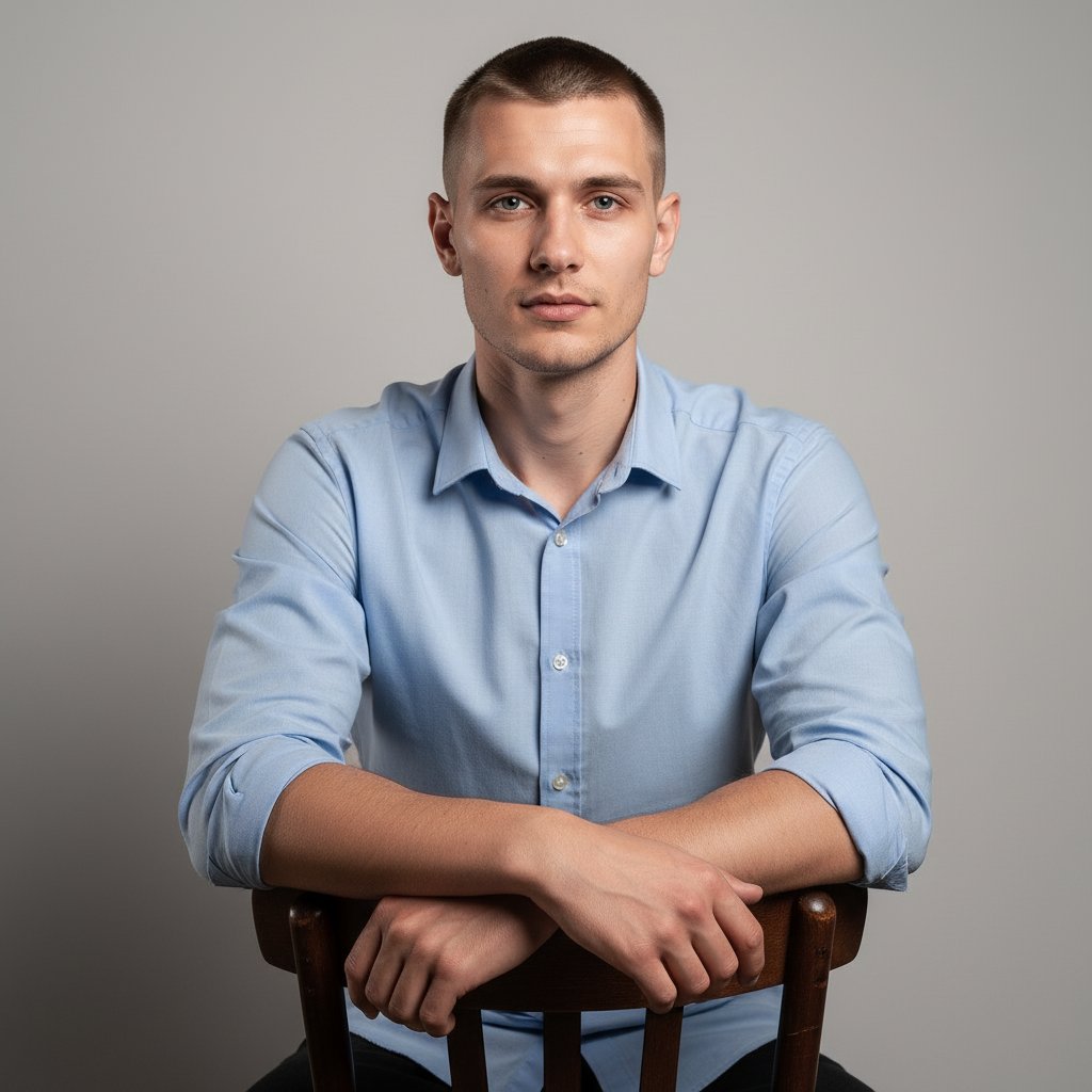 Мужчина в рубашке на градиенте