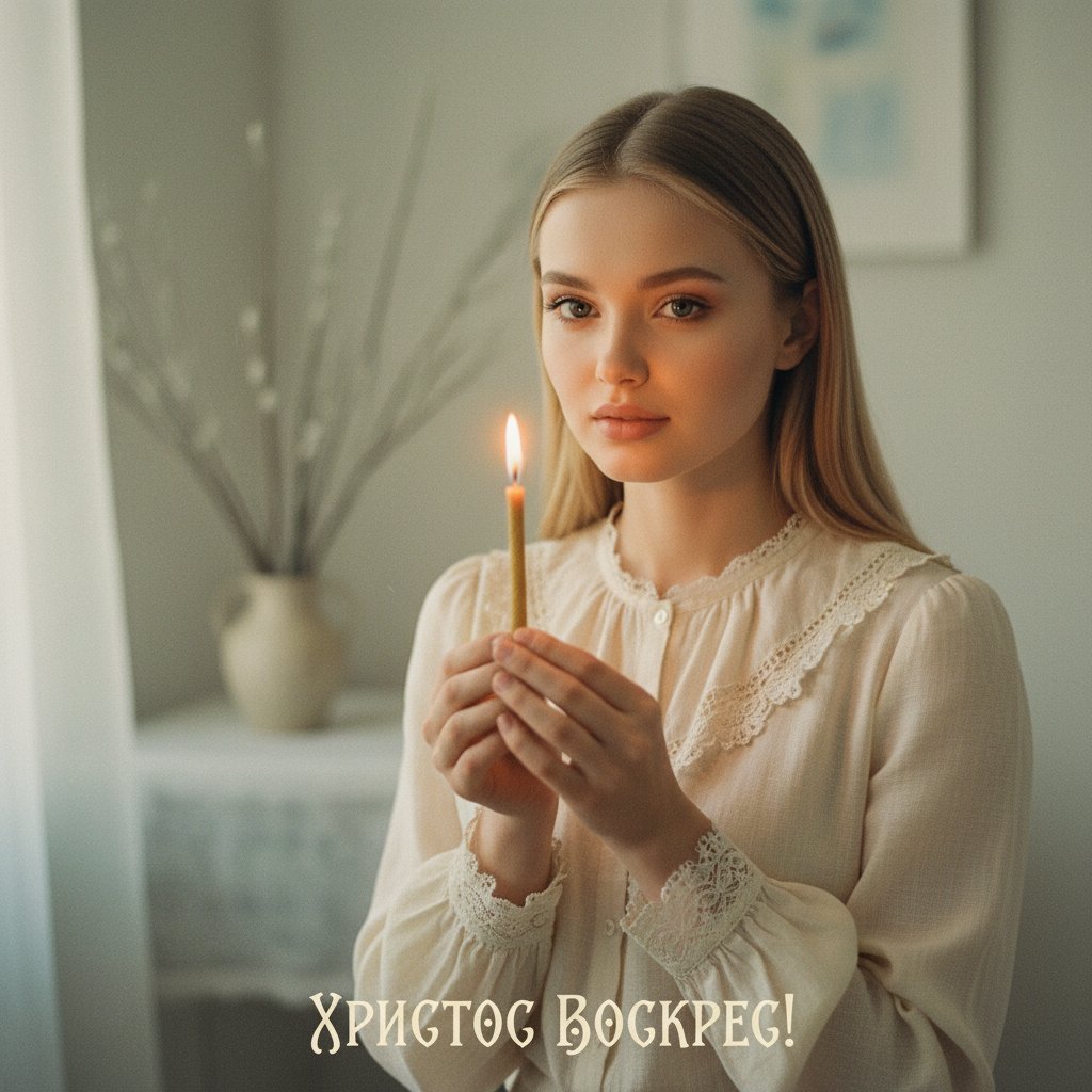 Пасхальная открытка свеча