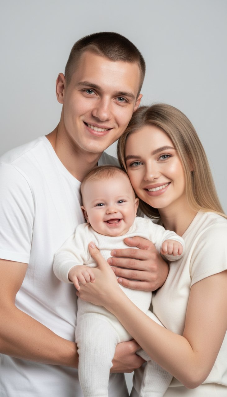 Семейная фотосессия в белом