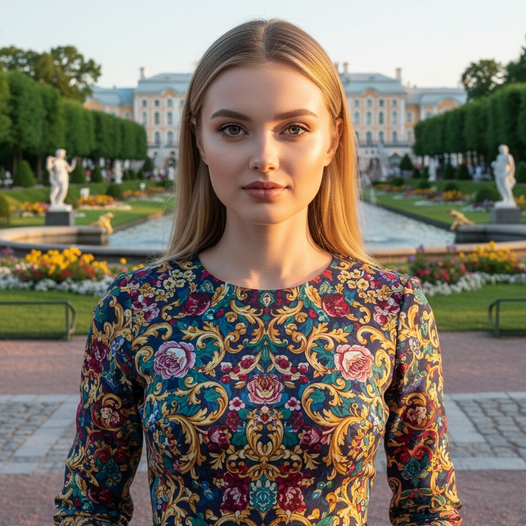 Леди в Петергофе на закате