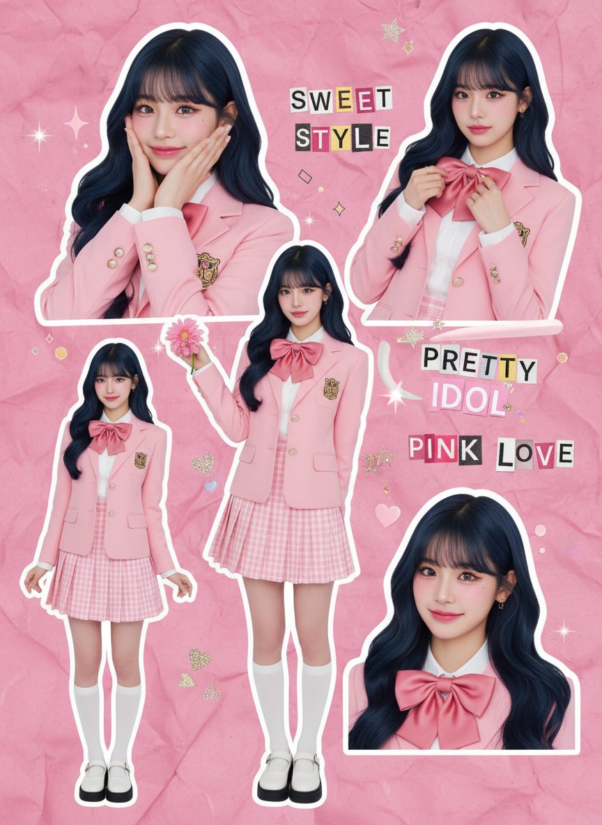 K-pop коллаж в розовых тонах
