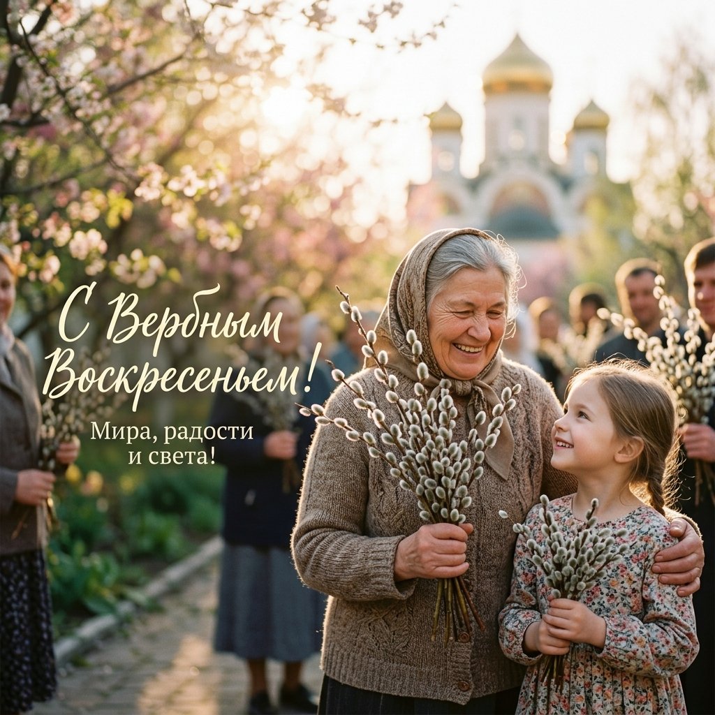 открытка к празднику Вербного воскресенья
