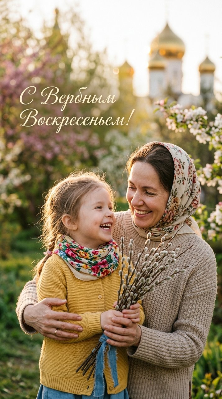 сцена для открытки к Вербному воскресенью