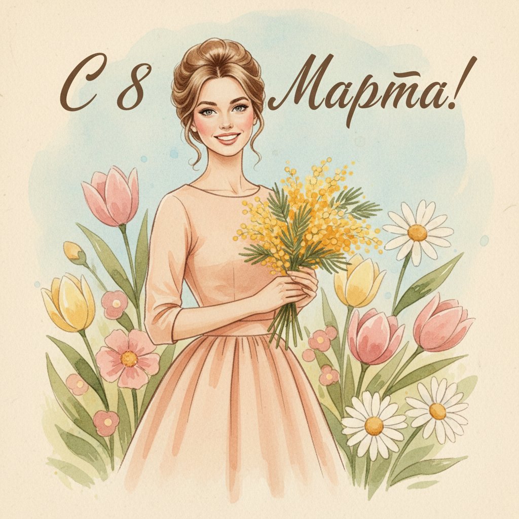 Советская открытка 8 марта
