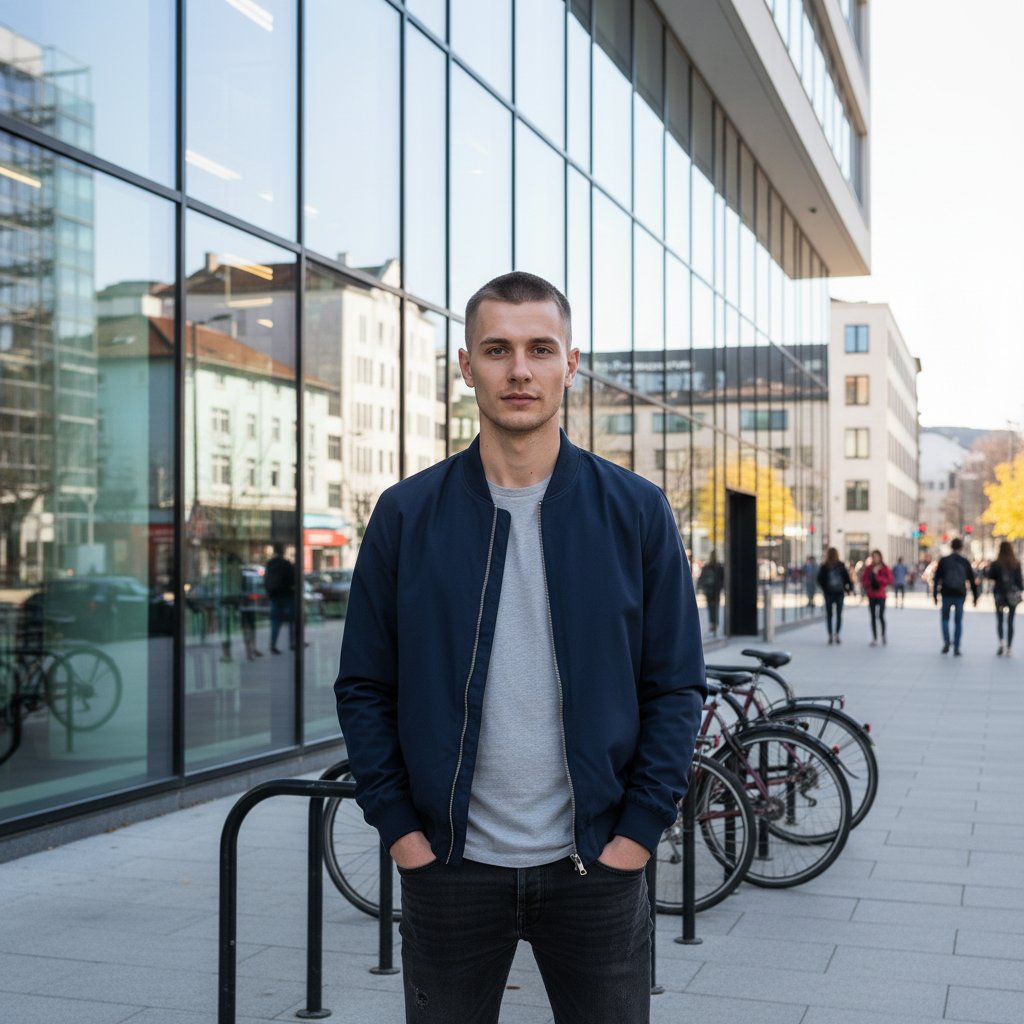 Парень у библиотеки