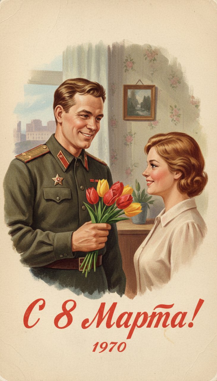 Советская открытка 8 марта