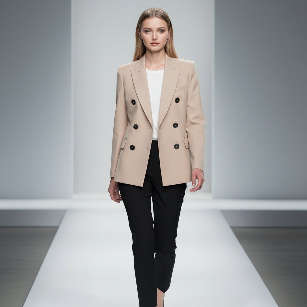 Модель в стиле Celine на подиуме