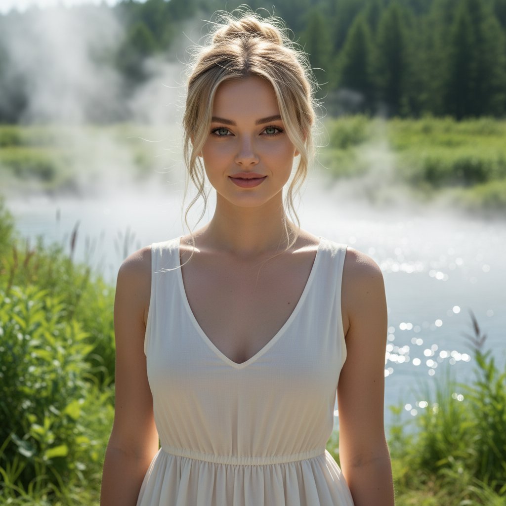 Женщина у горячих источников Байкала