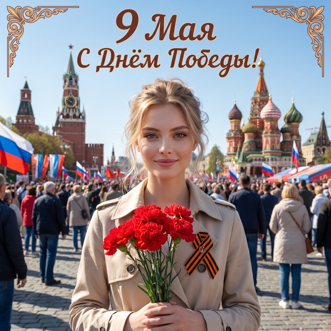 Фото Дня Победы с ИИ открытка