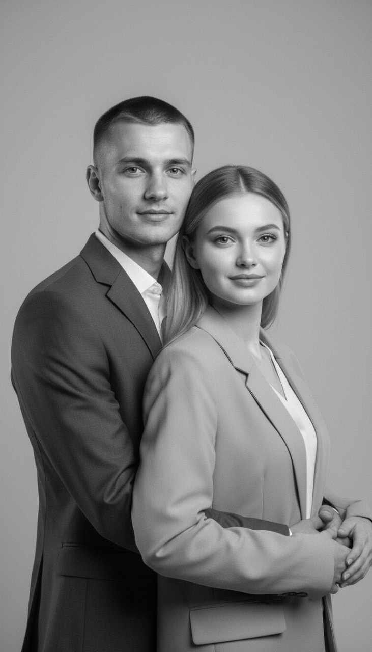 Портрет пары по пояс ЧБ