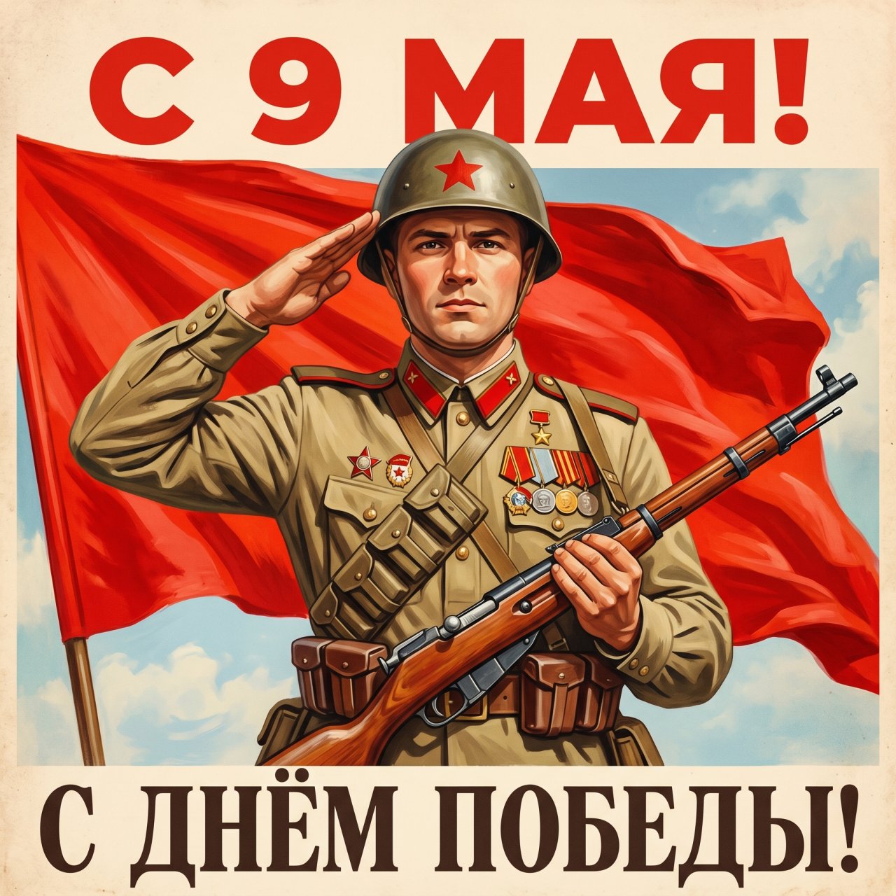 ИИ открытка на 9 мая по фото