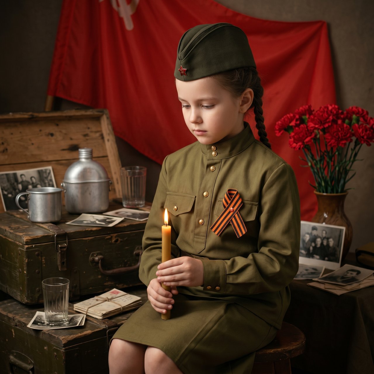 Фотосессия ИИ детская к 9 мая нейросетью онлайн