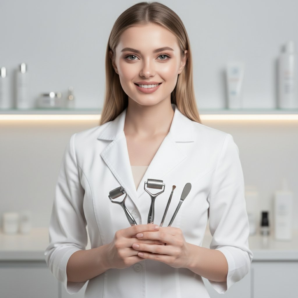 Косметолог с инструментами