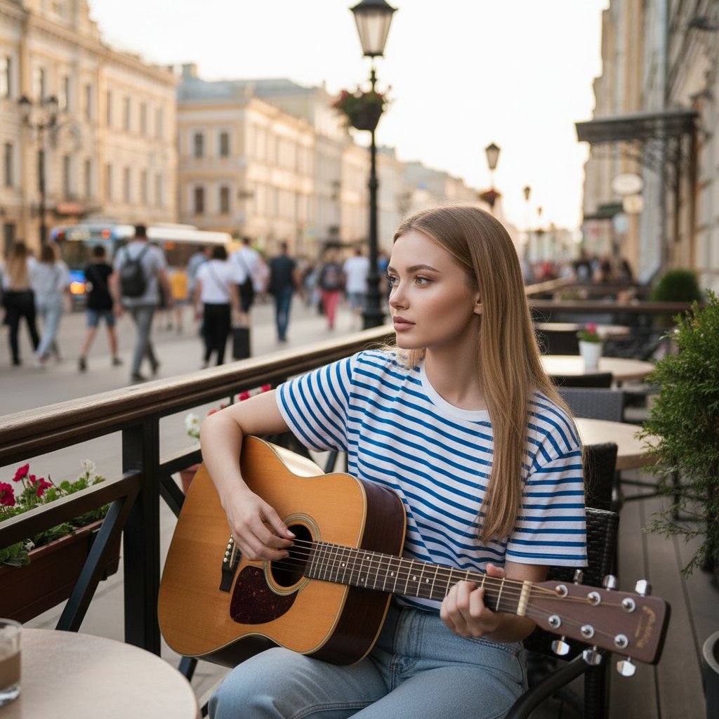 Уличная музыкантша на Арбате