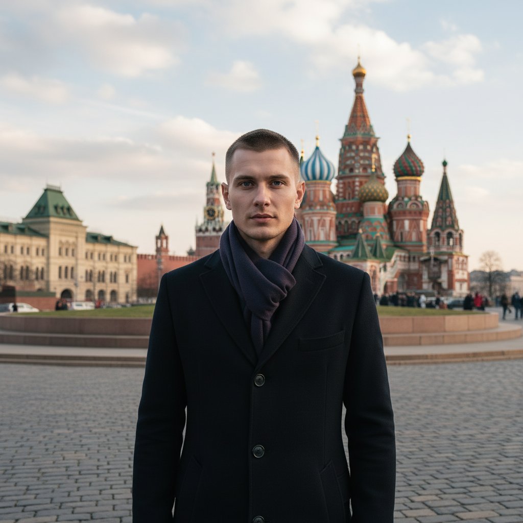 Мужчина в пальто у Лобного места