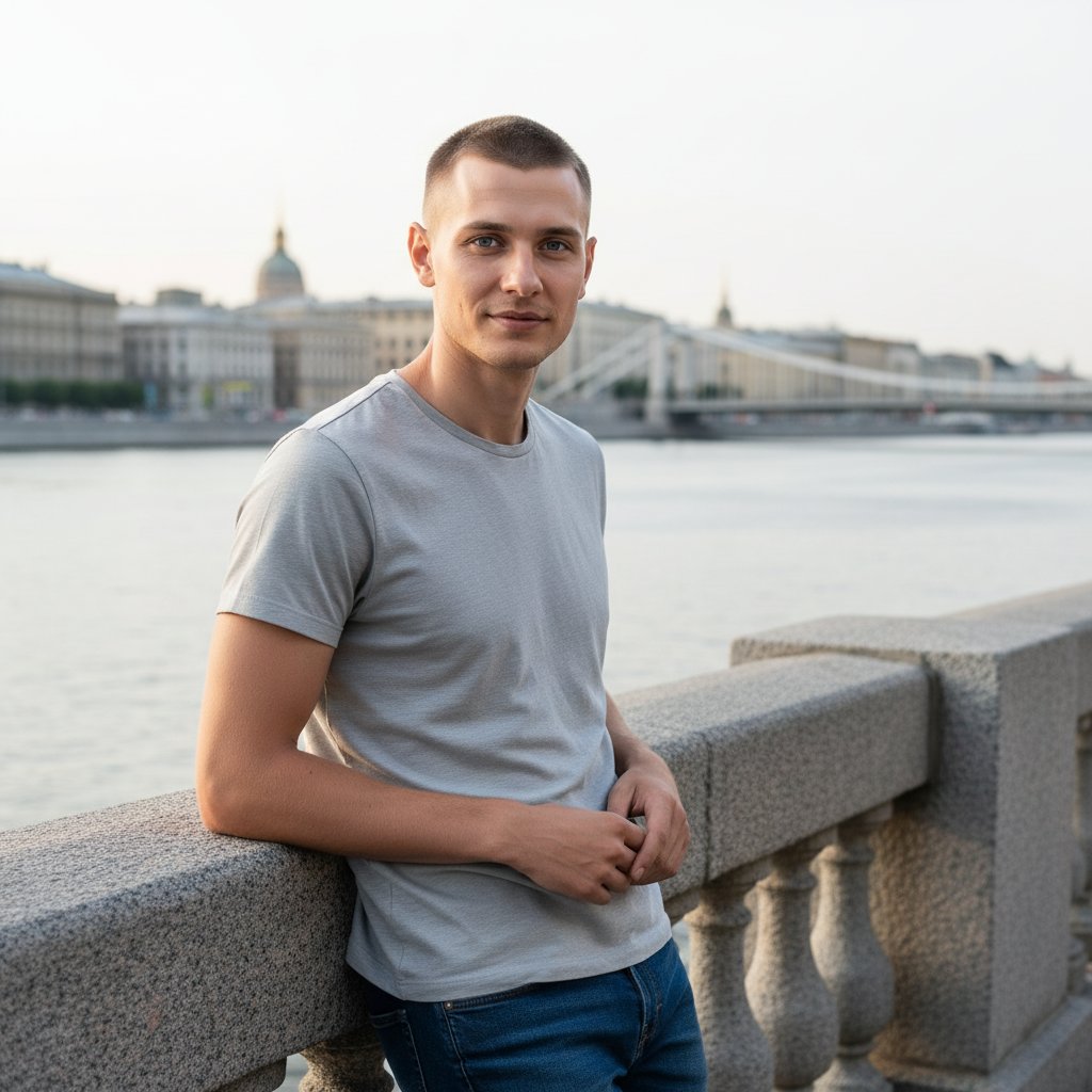 Задумчивый мужчина у реки