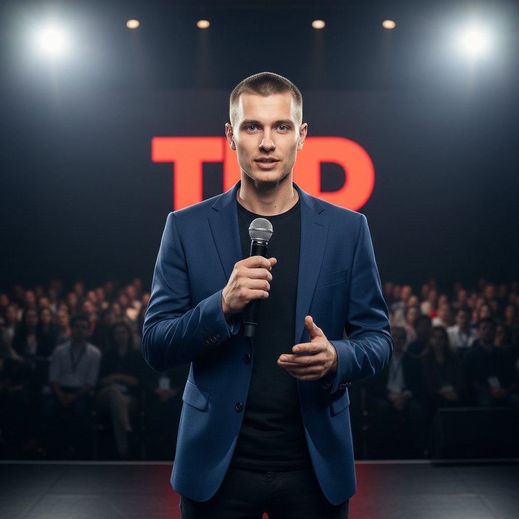 Спикер TED с микрофоном