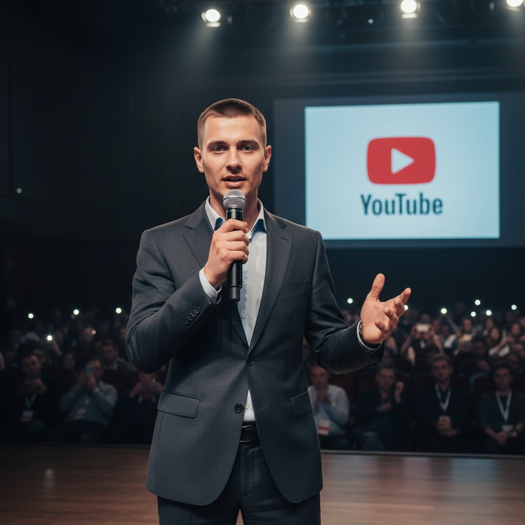 Спикер YouTube на сцене