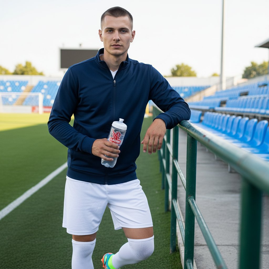 Футболист на стадионе