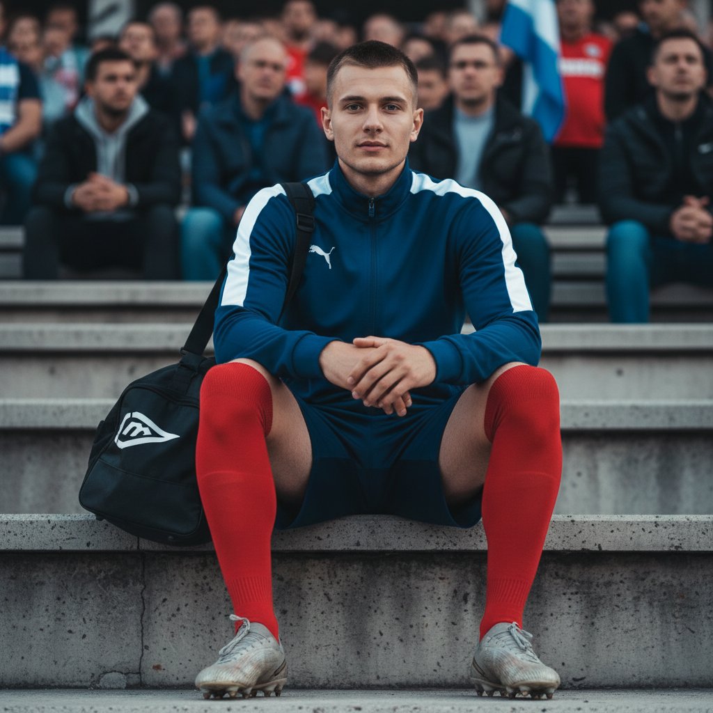 Футболист на стадионе