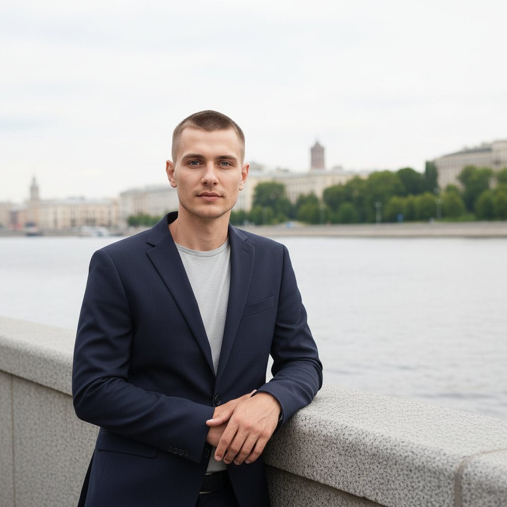 Мужчина на набережной у реки