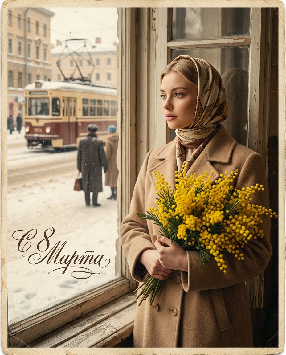 С 8 марта ИИ открытка