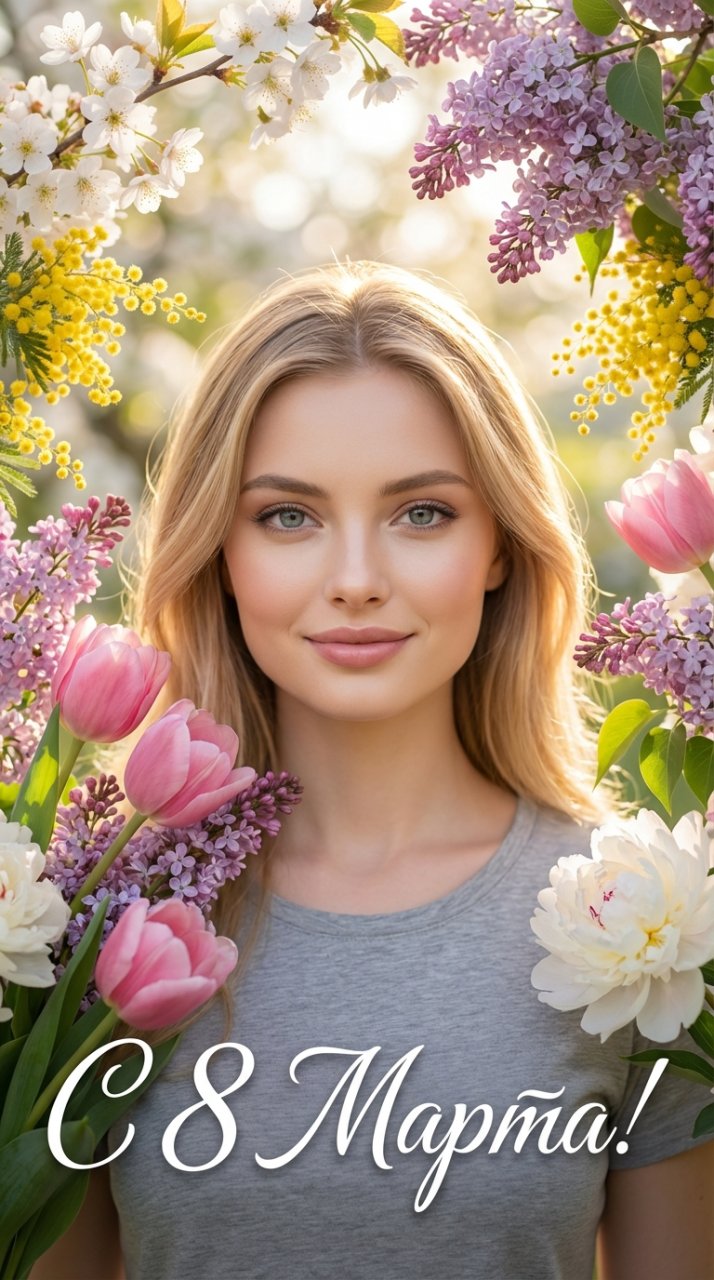 Весна с 8 марта ИИ открытка