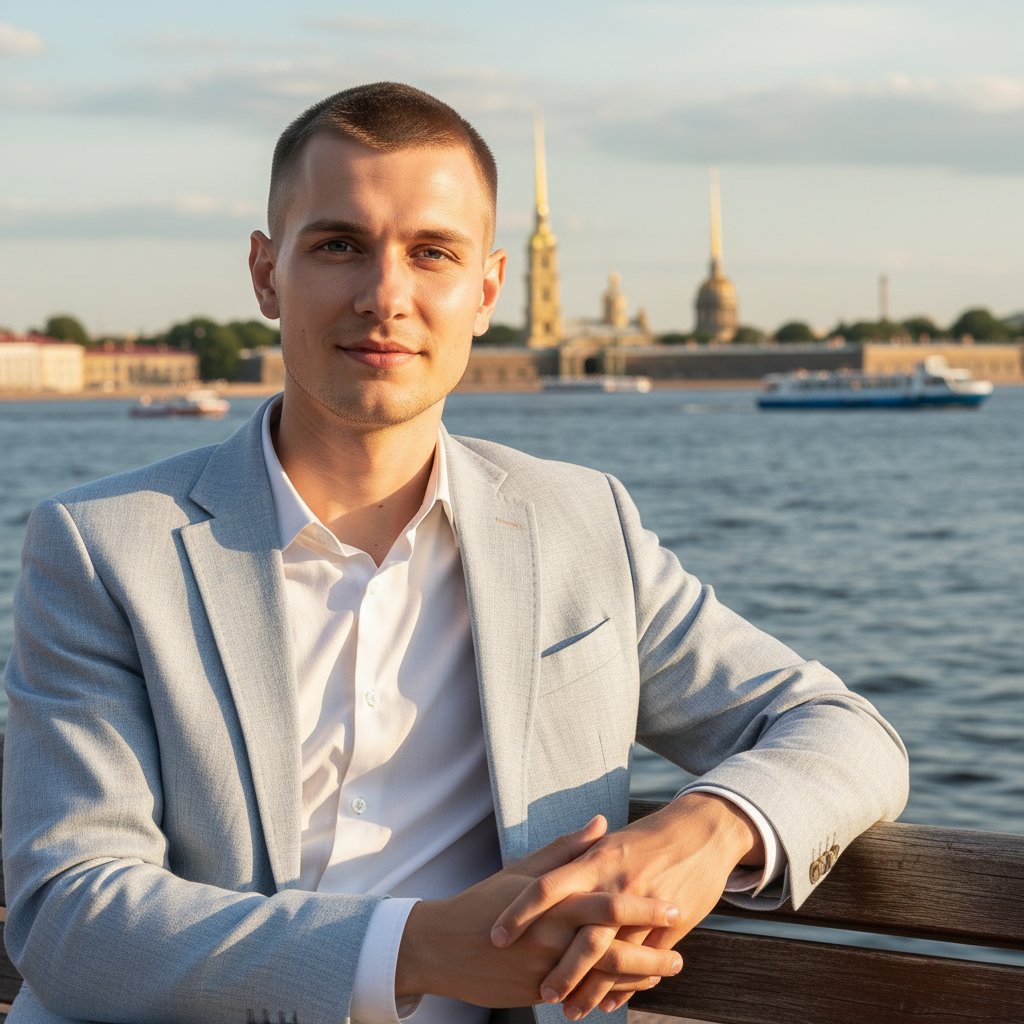 Летний Петербург: Мужчина у Невы