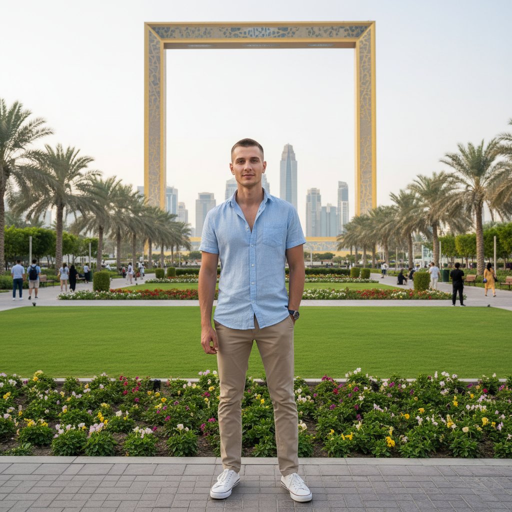 Мужчина у Dubai Frame