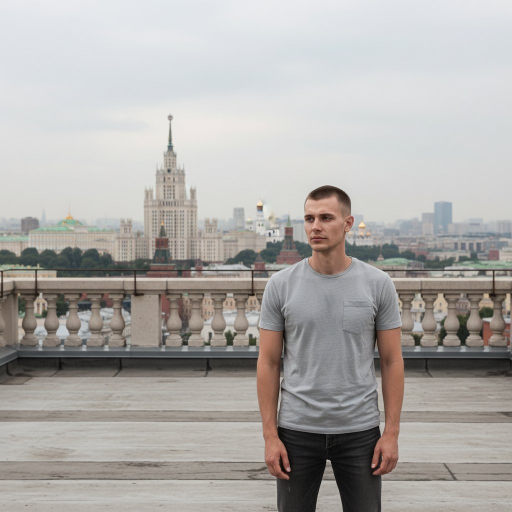 Мужчина на крыше Москвы