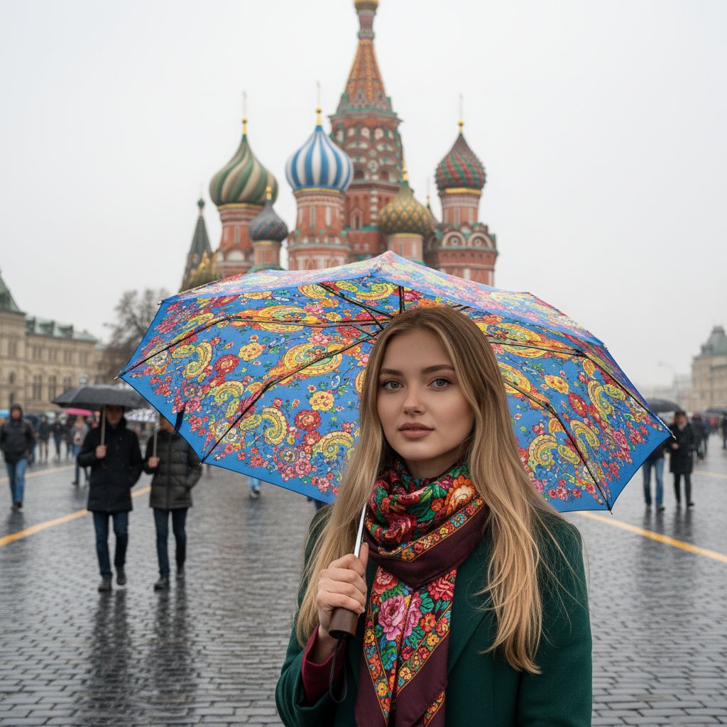 Женщина у Собора Василия Блаженного
